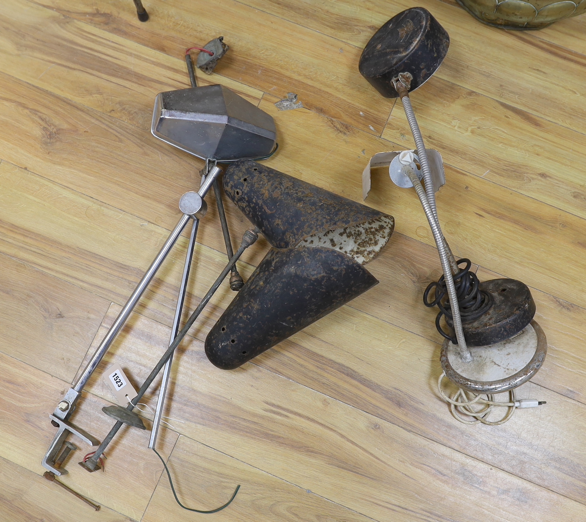 A pair of spotlights and three other lamps